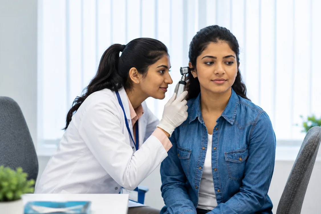 Patient consulting an ENT doctor